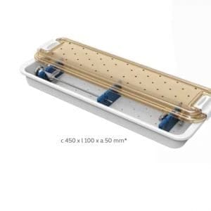CAIXA PLASTICA AUTOCLAVAVEL TRASPARENTE P/ OTICA DE LAPAROSCOPIA  45x10x5 cm-  NOVA
